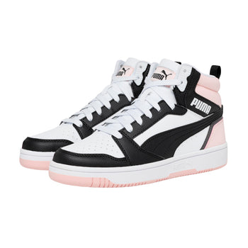 Sneakers alte bianche da donna con dettagli in rosa e nero Puma Rebound v6, Brand, SKU s312500102, Immagine 0